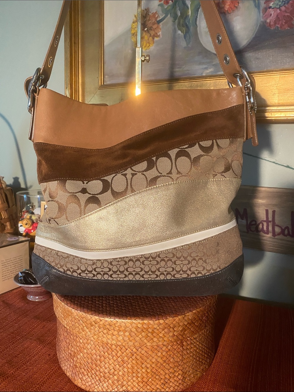 Coach Signature Wave Duffle patchwork hobo shoulder arm bag (2006)
